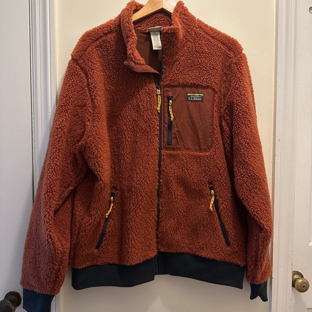 L.L. Bean Men’s Rust Orange Fleece Zip-Up Jacket